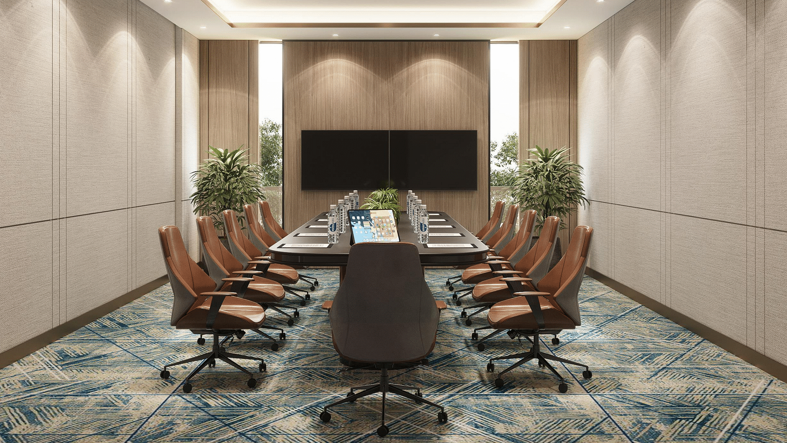 Image of a boardroom with a table and chairs around it at Ramada Encore by Wyndham Gurugram Dwarka Expressway